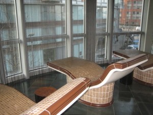 The relaxation room is very zen and you can sit back, enjoy the view, and listen to the soothing relaxation music in the background.