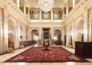 The hotel's lobby which has been restored to its grandeur